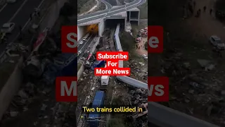 "Unbelievable footage captures heart-stopping moment of two trains colliding in Greece"#shorts#news