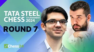 Anish Faces Toughest Opponent Yet In Nodirbek & Vidit Seeks 1st Win v Alireza | Tata Steel 2024 Rd 7