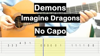 Imagine Dragons Demons Guitar Tutorial No Capo Melody Guitar Tab Guitar Lessons for Beginners