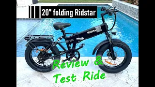 20" folding Ridstar MG01 eBike 1000W review & test ride