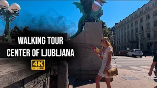 Walking through old center of Ljubljana in Slovenia - 4k virtual tour