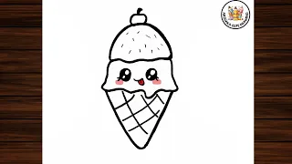 How to Draw A Cute Ice Cream Easy Step by Step | Arshaka Cute Drawing