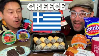 Japanese Guys Trying Greek Food and Snacks