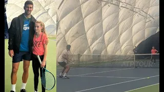 Novak Djokovic coaching young kids in Serbia