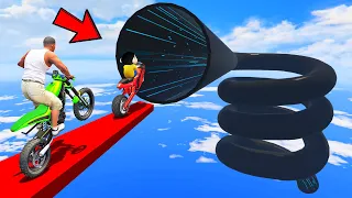 SHINCHAN AND FRANKLIN TRIED THE IMPOSSIBLE SPIRAL SPRING BLACK HOLE TUNNEL PARKOUR CHALLENGE GTA 5