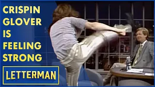 Crispin Glover Tries To Kick Dave In The Head | Letterman