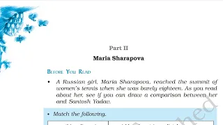 Reach for the Top | Part 2 Maria Sharapova | Class 9 English | Beehive chapter 8