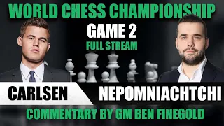 2021 World Chess Championship Game 2: Magnus Carlsen vs Ian Nepomniachtchi FULL GAME