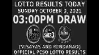 PCSO Lotto Draw Today October 3,2021 Sunday 3:00 PM STL Visayas and Mindanao Draw Results