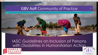 IASC Disability Guidelines And Intersections With GBV