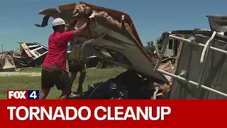 Ponder student athletes team up to help clean tornado damage at Ray Roberts Marina