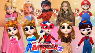 My Talking Angela 2|Princess From Mario Bros Peach Vs Miraculous ladybug vs Megan Doll ✅