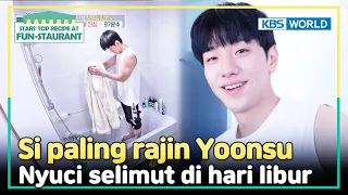 [IND/ENG] Who washes a blanket in a tub these days? YOONSU does!| Fun-Staurant | KBS WORLD TV 240415