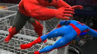 BIG RED HULK  VS SPIDERMAN - Hell In A Cell RE Match