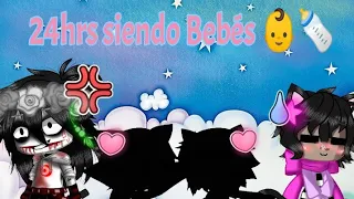 24hrs siendo Bebés 👶🍼" Jeff the killer 🖤🔪 & Froncat 🌸😸 " Gacha club ( un poco tarde 😅😅)