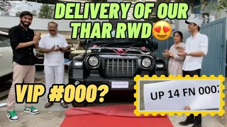 THAR 4X2 RWD Delivery Vlog | VIP no. 000? | Black THAR | Mahindra