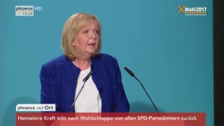 NRW wählt: Rede von Hannelore Kraft nach Wahlniederlage am 14.05.2017