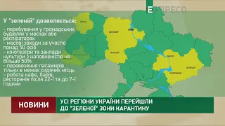 Усі регіони України перейшли до "зеленої" зони карантину