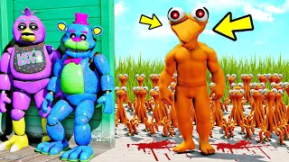 ANIMATRONICS Encontramos Monstro LARANJA Mutante do Rainbow Friends? | GTA V Five Nights at Freddy's