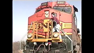 BNSF 4981 cab ride detour over IMRL trackage 1999