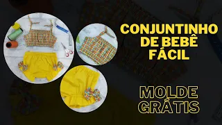 Costura Infantil - Conjunto de Bebê Fácil #MoldeGratis #PatronesGratis #FreePattern