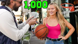 Giving Strangers $1,000 If They Can Make A Free Throw..
