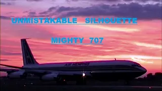 Mesmerizing atmosphere , colorful twilight , runway lights : Boeing 707  SU-AVZ dep , Ostend Airport