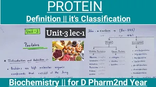 Protein || Definition || it's  Classification|| Unit-3 lec-1 || Biochemistry|| D Pharm2ndYear