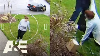 Porch Pirate Slips & Falls During Theft Attempt | I Survived a Crime | A&E #Shorts