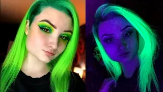 Dyeing my hair Neon Green!! *IT GLOWS!!*