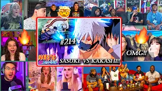 Sasuke VS Kakashi⚡🔥 |  Battle of Sharingan!💀👁️‍🗨️ Shippuden 214 🇯🇵  REACTION MASHUP 疾風伝 海外の反応