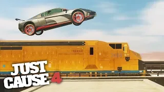 JUMPING ONTO A MOVING TRAIN WITH A CAR in Just Cause 4!