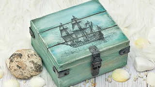 Decoupage wooden box for a boy  - tutorial ----- DIY By Catherine :)