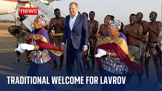 BRICS summit: Russian foreign minister greeted by traditional dancers in Johannesburg