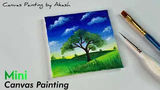 Greenary Landscape & Tree - Acrylic painting | Landscape Painting | Acrylic painting on mini canvas