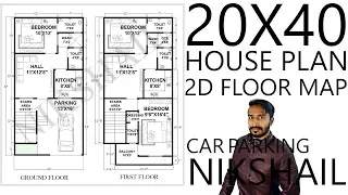 20X40 House plan map with car parking by nikshail