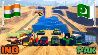 India Vs Pakistan | Gta 5 Indian Cars Vs Pakistan Cars Water Crossing Challenge | Gta 5 Gameplay