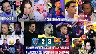 MEJORES REACCIONES MADRIDISTAS Y PARISINOS AL PSG 2-3 BARCELONA - REMONTADA ÉPICA DEL BARÇA DE XAVI