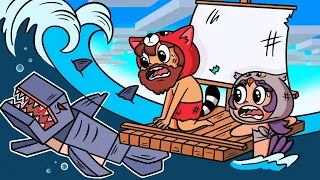 🦈¡Minecraft PERO es RAFT!🌊⛵💀MAPAXE MINECRAFT PERO