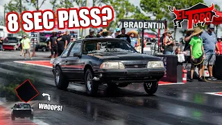 Track Time! Can Our Turbo Coyote Swapped Fox Body make an 8 Sec Pass? EL Toro's First Passes!