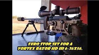 Vortex Razor HD III 6-36X56 scope Zero Stop. Tikka T3 Varmint, KRG Whiskey-3 gen6, Jaki, Atlas CAL