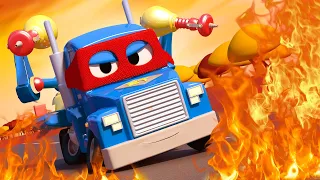 Carl der Super Truck - Die Rettung aus dem Flächenbrand - Lastwagen Zeichentrickfilme für Kinder 🚓 🚒