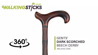 Gents' Dark Scorched Beech Derby Walking Cane