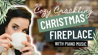 Piano Christmas Music with Crackling Fireplace - Cozy Christmas Fireplace -  Christmas Piano Music