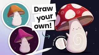How To Draw A Mushroom & Add Texture To Your Illustrations 🍄