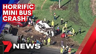 Woman fighting for life and 14 others injured after horror crash | 7NEWS
