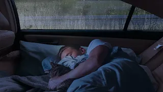 Sleep Immediately On The Backseat Of A Car Running With Rain On Car Window & Car Wipers Sounds