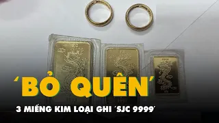 Clip trao túi quần áo từ thiện, bên trong có 3 miếng kim loại ghi 'SJC 9999'