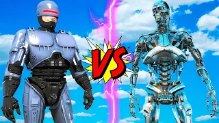 ROBOCOP TERMINATOR VS  - EPIC BATTLE GTA 5 MODS