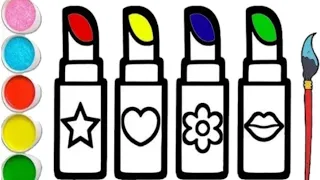Beautiful Lipsticks Drawing Painting and Colouring For kids Tolders. How to draw a cute cake